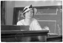 Woman testifying in a courtroom, Los Angeles, 1930-1939