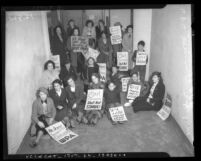 Works Projects Administration women workers in sit-down strike, Los Angeles, circa 1936