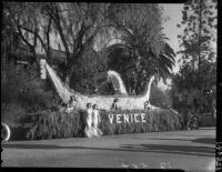 "Gondola" float at the Tournament of Roses Parade, Pasadena, 1936