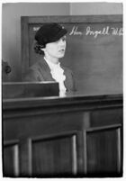 Cafe operator Agnes O'Brien on the witness stand during the liquor license bribe trial, Los Angeles, 1937