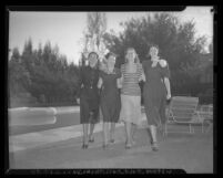 Beverly Hills Chapter of Junior Hadassah members Judy Segel, Sylvia Reisler, Shirley Haines, Charlotte Klein, Beverly Hills, 1947