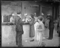 Spectators at Los Angeles Memorial Coliseum concession stand, circa 1935