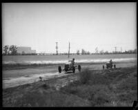 Race car driver Rex Mays competes at the Legion Ascot speedway, Los Angeles, 1935