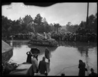 North Hollywood's winged seahorse float in the Tournament of Roses Parade, Pasadena, 1934