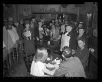 Women's Christian Temperance Union lecturing in a crowded bar in Pasadena, Calif., 1947