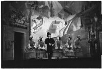 Ballet dancers on stage in the Ballet Russe de Monte Carlo performance of "Ghost Town," Los Angeles, 1940