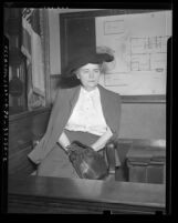 Louise Peete on witness stand during her murder trial in Los Angeles, Calif., 1945