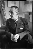 German author Thomas Mann seated in a chair, Los Angeles