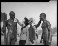 Mud-covered and non-mud-covered students at Los Angeles Junior College, February 1936