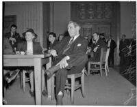 Former chairman of the L.A. County Young Democrats, Joseph Ayeroff, at a hearing where he is accused of Communist activity, Feb. 5, 1940