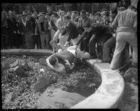 Los Angeles Junior College students in yearly mud battle, February 1936