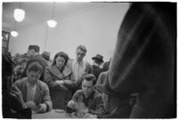 Patrons playing cards in a casino, Los Angeles, 1937