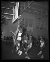 Jordan High School vs San Pedro High School basketball game in Los Angeles, Calif., 1953