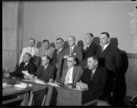 State Senate committee assembles to discuss liquor licenses, Los Angeles, 1935