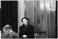 Agnes Thorsen appears at the murder trial of her former employer, Paul A. Wright. January 28, 1938
