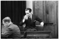 Accused murderer Paul A. Wright on the witness stand, Los Angeles, 1938