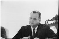 California state assemblymen meet to discuss the strike at the San Jacinto tunnel portion of the Colorado River aqueduct construction project, October 27, 1937