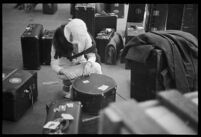 Passenger of the S.S. Mariposa with her luggage, Los Angeles