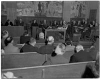 Meeting of a legislative committee appointed to investigate the practices and policies of the S.R.A. held in the State Building, Los Angeles, March 5, 1940