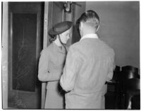 Mona J. Pickett and an unidentified man, possibly in connection to her divorce from Carl J. Pickett, Los Angeles, 1940