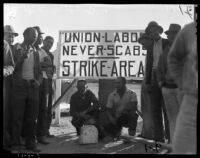 Craft workers strike against major motion picture studios, Los Angeles, 1937