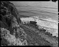 "Lady Luck" boat shipwrecked at Rocky Point, Redondo Beach, 1930s