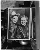 Photograph of Ray Harvey and June Rogers Harvey dressed like a cowboy and cowgirl, Los Angeles