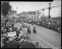 President Franklin D. Roosevelt’s motorcade leaves Central Station, Los Angeles, October 1, 1935