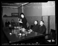 Helen Gahagan Douglas giving speech, Los Angeles, circa 1940