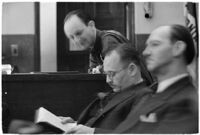 Police Captain Earle E. Kynette sits in court after being charged with conspiracy to commit murder, Los Angeles, 1938