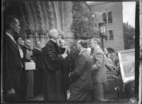 President Franklin D. Roosevelt awarded an honorary doctor of law degree from the University of Southern California, October 1, 1935