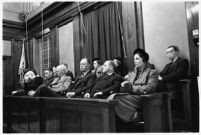 Jury selected for the murder trial of Paul A. Wright, Los Angeles, 1938