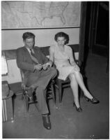 Joe Julius Poncelet and his wife, Peggy Poncelet, after their arrest for attempted robbery, Los Angeles, May 16, 1946