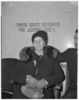 Rose Pianezzi, mother of Peter Pianezzi who is on trial for the murders of George (Les) Bruneman and Frank A. Greuzard, Los Angeles, 1940s