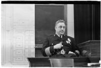 Police Chief James E. Davis testifying before the grand jury about the attempted murder of Harry Raymond, Los Angeles, 1938