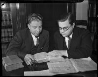 William E. MacFaden and Robert W. Kenny, two of California's youngest judges, Los Angeles, circa 1934