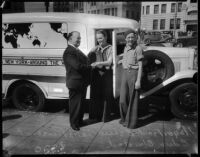 Cousin of President Roosevelt, Leila Roosevelt, meets Mayor Frank L. Shaw. March 3, 1934