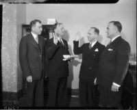 Goodwin S. Knight sworn into office as judge of the Superior Court, Los Angeles, 1935