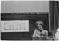 Mrs. Zella Jeffers, accused of engaging in immoral acts with her husband, Reverend Joseph Jeffers, in front of guests in their home, Los Angeles, 1939