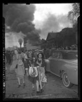 People filing into street after explosion at O'Connor Electro-Plating Corp. building, 926 E. Pico Blvd. Los Angeles, Calif., 1947