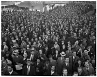 Crowd on opening day of Santa Anita's fourth horse racing season, Arcadia, December 25, 1937