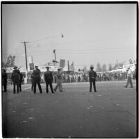 Police and strikers during the Conference of Studio Unions strike against all Hollywood studios, Los Angeles, October 19, 1945