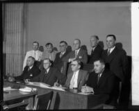 State Senate committee assembles to discuss liquor licenses, Los Angeles, 1935