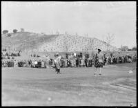 Golfer competes at the 12th annual Los Angeles Open golf tournament, Los Angeles, 1937