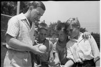 Boys taking part in a free summer camp organized by Los Angeles Sheriff Eugene Biscailuz. Circa July 1937