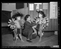 Ronald Numkena with his sons Anthony and Earl at Los Angeles Indian Center, 1949