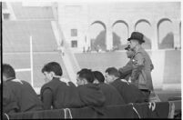 Santa Clara Broncos' bench and head coach, during game against Loyola Lions at the Coliseum, Los Angeles, 1937