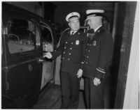 Deputy Fire Chief Herbert A. Krumsiek and Assistant Fire Chief W.H. Augustine, Los Angeles, March 4, 1940