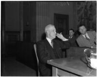 Former Racing Commissioner Claude Parker testifying on political corruption in the horse racing community, Los Angeles, March 5, 1940