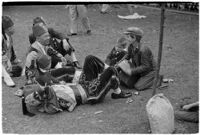 Nile Shrine members lounging on the grass, Los Angeles, 1938